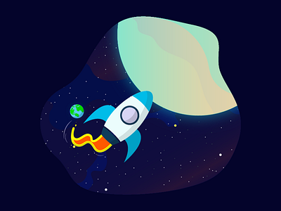 Space Flight Dribbble challenges dribbble illustration patch planets rocket spaceship stars universe warmup