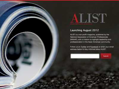 Coming Soon for ALIST Magazine alist coming soon landing landing page launch launching magazine subscribe