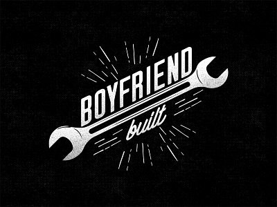 Boyfriend Built badge black car design graphic design grit hand line logo mechanic white wrench