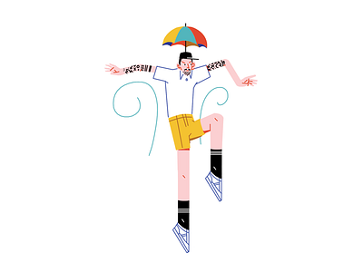Hipster blowing in the wind hipster illustration umbrella