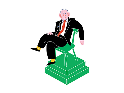 Bibisit chair illustration netanyahu sitting