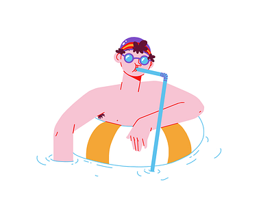 Always remember to drink drink illustration pool straw walter
