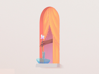 Her, too. flower illustraion vase window woman women