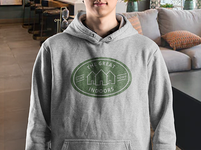 The Great Indoors Hoodie apparel design apparel logo badge badge typography badgedesign branding coronavirus covid19 design flat hoodie hoodie mockup illustrator logo stay inside stayhome thegreatindoors typography