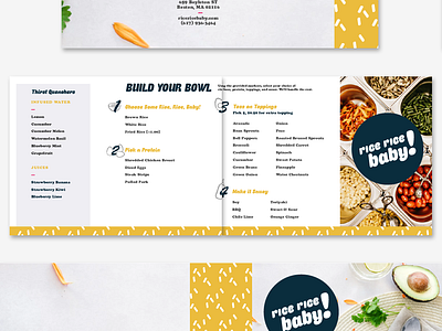 Rice Rice Baby! Menu art direction branding design flat food graphic design identity illustrator literature menu design print restaraunt restaurant branding typography