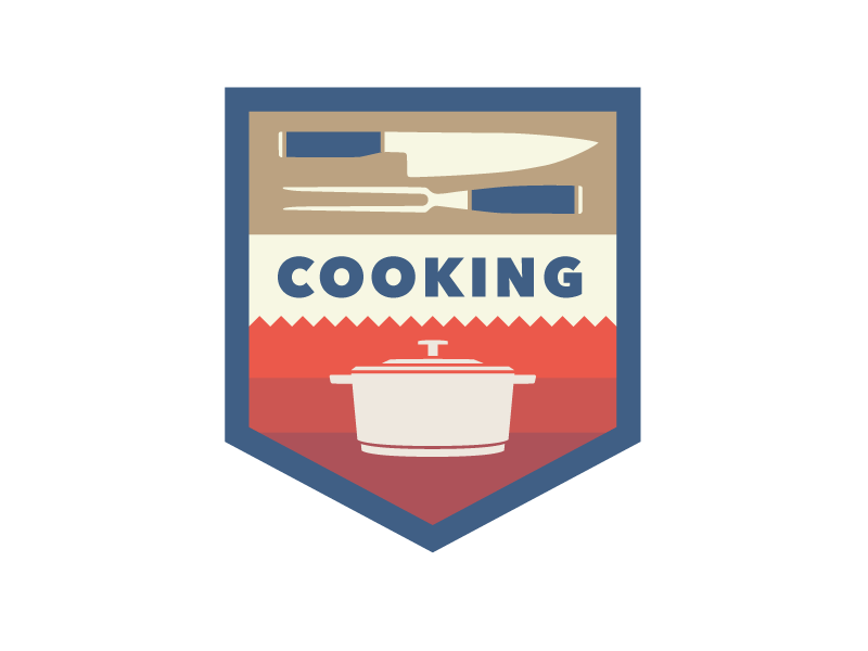 Badge #3 badge branding cooking diamond fork icon identity illustration knife pan vector web