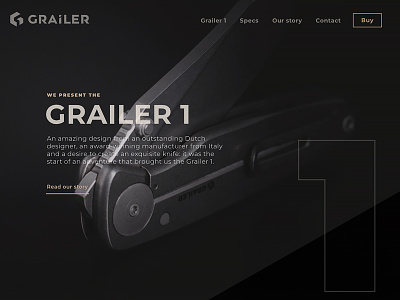 Grailer knives - Grailer 1 knife logo one page pocket knife ui webdesign website