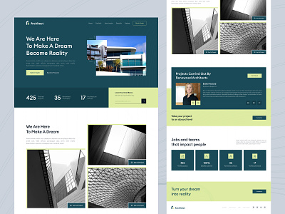 Architect - Landing Page Website design green landing page one page ui ux website