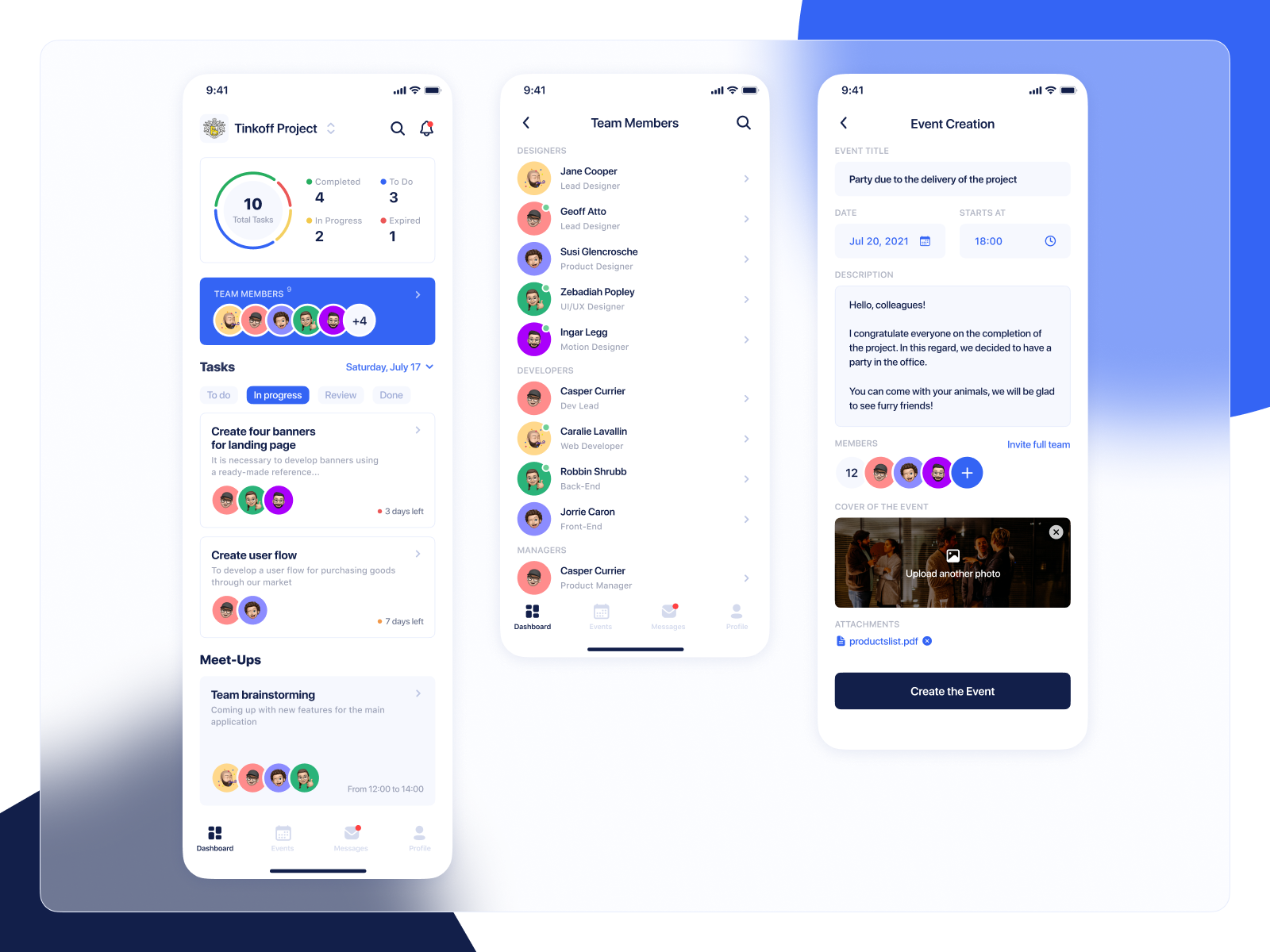 Mobile Team Dashboard UI by Alexey Kuprikov on Dribbble