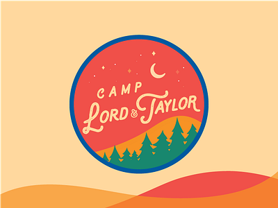 Camp Lord & Taylor Logo branding camp forest logo patch sunset wedding