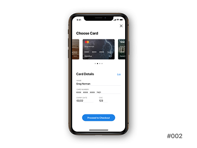 Choose Your Card app design apple pay card checkout clean app design credit card dailyui dailyui 002 iphonex mobile app