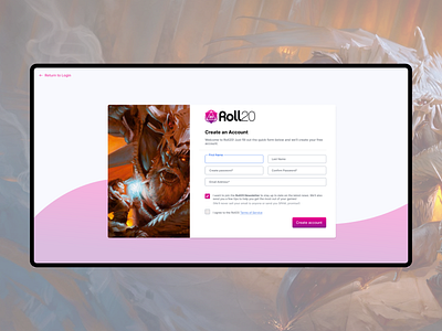 Roll20 Create account dnd roll20 ui ux visual design