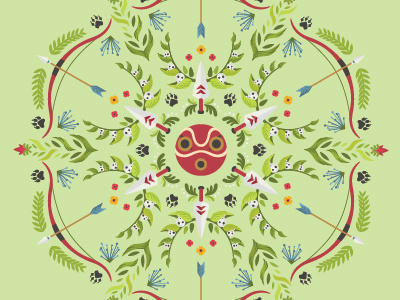 Forest Mandala arrows forest illustration illustrator mononoke spirits vector wolf