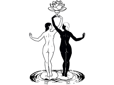 Temperance black and white digital illustration illustration lotus symmetry tarot tattoo temperance water