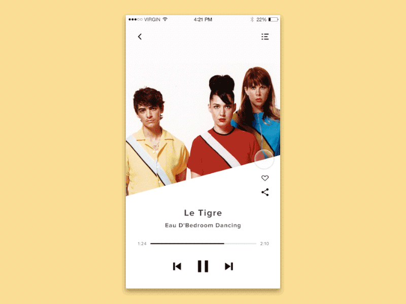 Daily UI 010 - Social Share 010 animation clean dailyui le tigre minimal mono music player share simple social