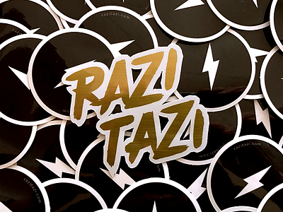 razitazi sticker love! black bolt branding gold lettering print stickers typo