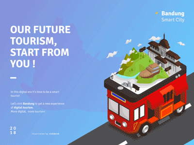 Bandung tourism - social campaign animated poster 3dvector animation app design illustration ui ui illustration uiux ux vector