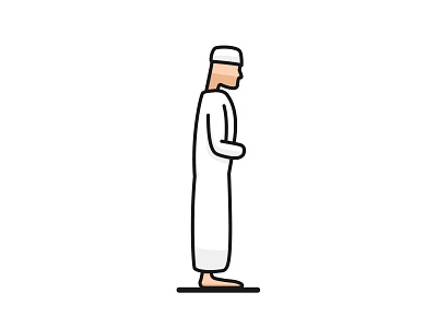 Takbir flat color human illustration line line art outline pray salat takbir