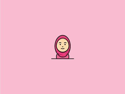 Girl character color flat girl hijab jilbab line muslim pink woman