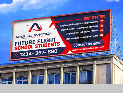 Flight school sign for banner and bilboard design branding graphic design