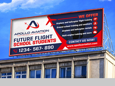 Flight school sign for banner and bilboard design