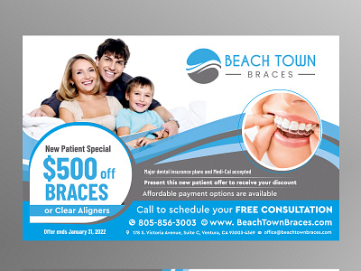 Postcard Design of Orthodontist branding graphic design