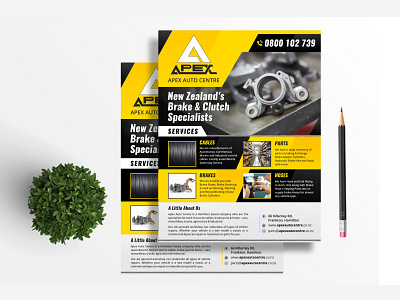 Brake and Clutch Manufacturer Flyer branding graphic design