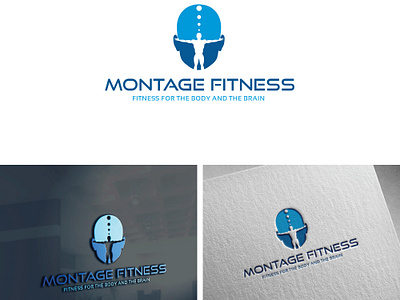Montage Fitness blue body brain design esolzlogodesign exercise fitness fitnesscenter head illustration logo montage vector