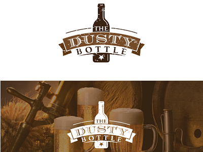 The Dusty Bottle bottle branding design dusty emblem esolzlogodesign icon illustration logo ribbon rustic the vector vintage