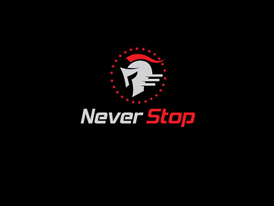 Never Stop branding design emblem esolzlogodesign futuristic knight logo never stop vector vintage warrior