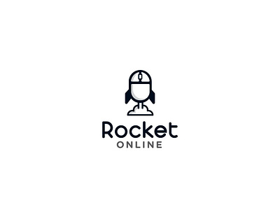 Rocket Online aircraft black branding computer design emblem esolzlogodesign illustration internet launch linedrawing logo mouse online plane rocket speed vector