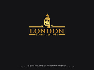 The London Carnival Company big ben branding britain carnival company design emblem esolzlogodesign golden illustration linedrawing logo london shield time typography vector