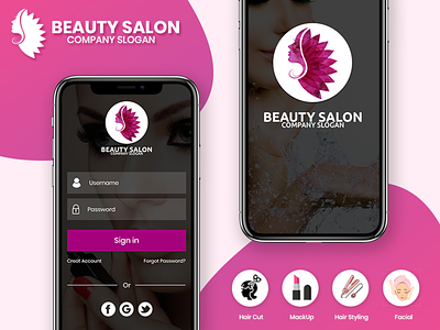 Salon Booking App app design appointments booking beauty salon design logo photoshop salon services sign in page splash screen ui ux