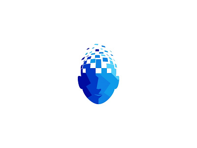 Humanoid branding concept design head human icon idea logo pixel sale symbol virtual