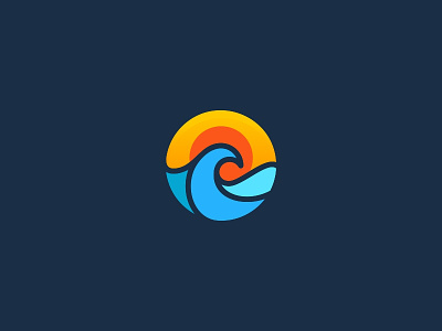 Ocean branding concept design icon idea logo ocean sale sea sun sunset wave