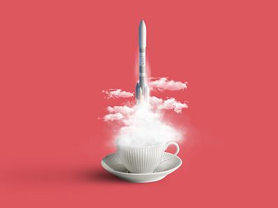 Cup of Rocket cloud cup of tea design graphic graphic design manipulate manipulation photoshop red rocket white