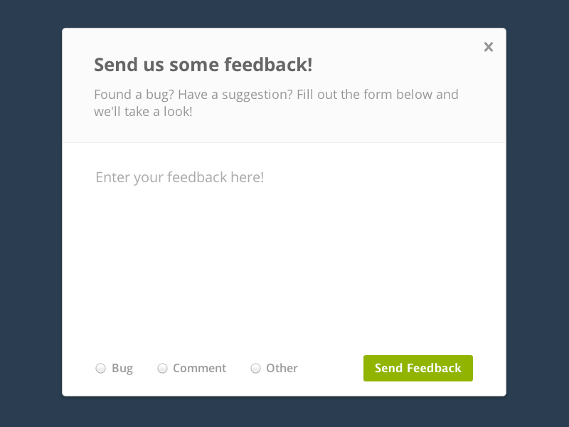 Retina Feedback Form preserve.io ui ux retina minimal