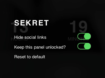 Sekret Settings Panel countdown sherlock ui ux animation gif settings panel