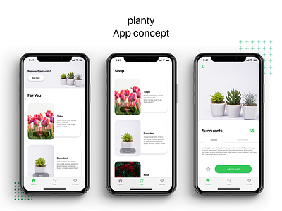 planty App concept app concept dailyui design flower graphicdesign ios minimal minimalist minimalistic mobile mobile app design mobile ui modern plant plants shop ui uidesign uiux