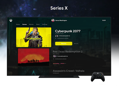 Xbox Series X - Games concept dailyui design entertainment flat games graphicdesign modern tv ui uidesign uiux xbox