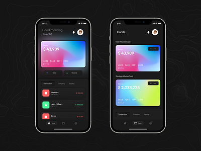 Bank App Concept app bank bank app banking banking app card cards concept dailyui dark design graphicdesign mobile modern ui uidesign uiux