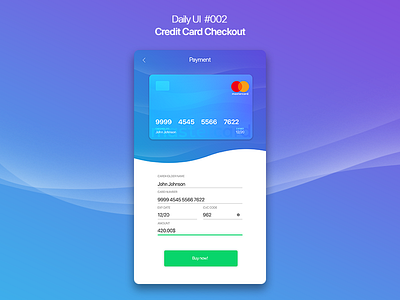 Daily UI 002 Credit Card Checkout card checkout credit dailyui