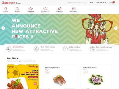 Online Fresh Chicken, Mutton, Seafood app branding icon typogaphy ui design ux