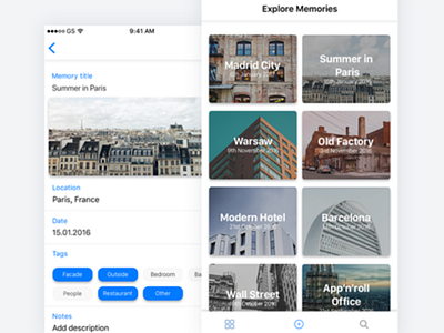 Travel App - Explore your memories app design flat icon ios travel ui design ux