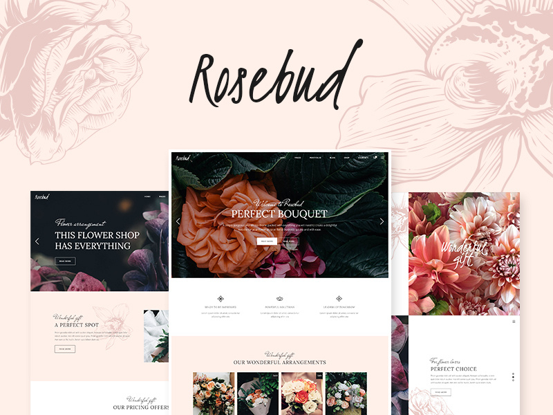 Rosebud Flower Shop Wordpress theme by Sara Babić for Qode Interactive on Dribbble