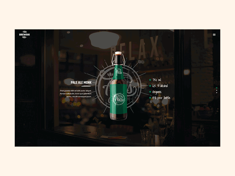 Brewski - For Beer Lovers bar beer black colors creative design digital green home homepage pub ui ux web web design wordpress