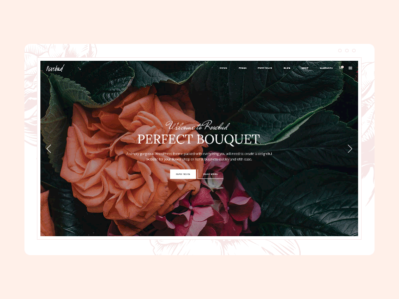 Rosebud - Slider clean colors creative design digital flowers home homepage pink shop slider ui ux web web design wordpress