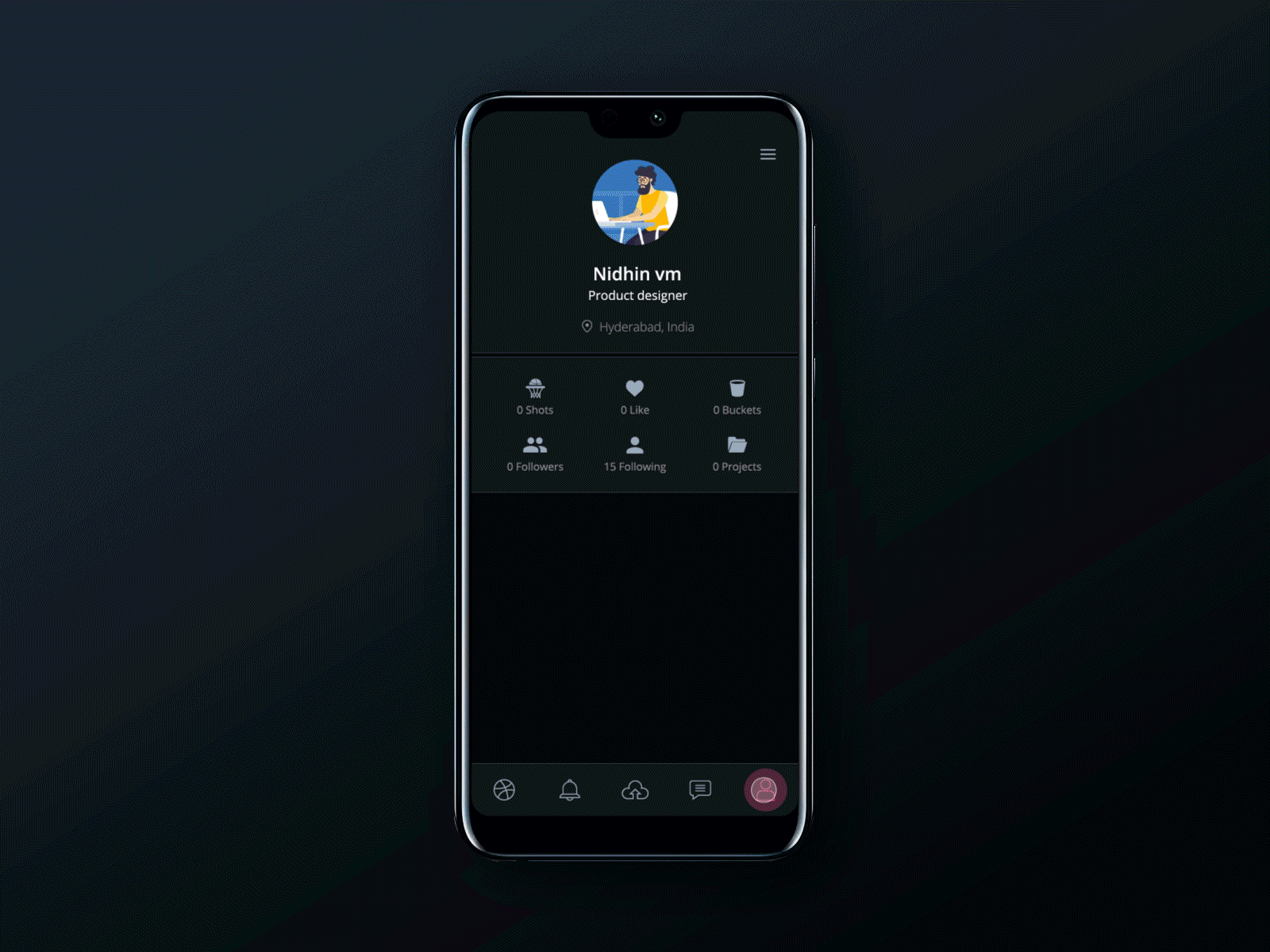 Hello dribbble! animation black theme dark ui design hello dribbble mobile animation mobile app design mobile interaction mobile interface redesign ui interaction uiux userinterface