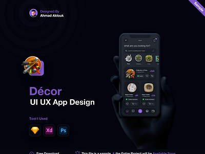 Décor Store Mobile UI Kit | Free Download | Sample free free download ui design ui kit ui kit free download ui ux uxdesign