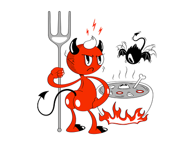 Come back later, you! cartoon character design cook cool demon devil dinner fire food graphic icons8 illustration waiting
